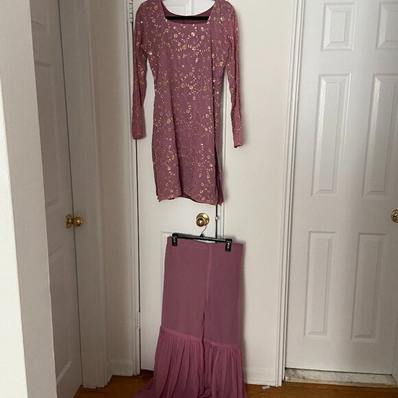 Three Piece Gharara | Purple/Pink Indian Dress | Size 40 - Picture 4 of 5